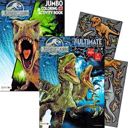 Jurassic World Coloring Book Set with Stickers and Posters (2 Books)