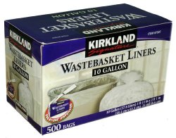 Kirkland Signature 10-Gallon Wastebasket Liners, 500 Bags