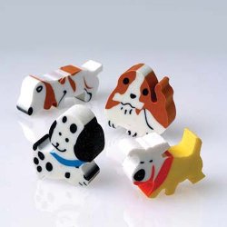 Lot Of 12 Assorted Color And Design Puppy Dog Theme Erasers
