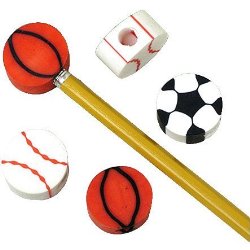 Lot Of 12 Assorted Sports Themed Mini Erasers