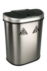 Nine Stars Trash Can/Recycler, Infrared Touchless Automatic Motion Sensor Lid, Stainless Steel, 18.5-Gallon