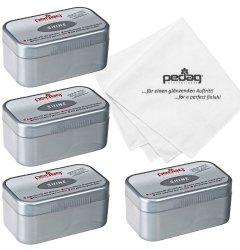 Pedag Instant Shine Sponge for Smooth Genuine and Imitation Leather and Buffing Cloth, 4 Count