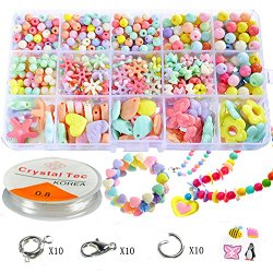 Pnbb Colorful Acrylic Beads Toy DIY Jewelry for Children Necklace and Bracelet Crafts – Style D About 584-piece Set