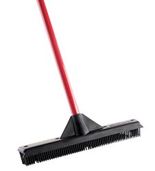 Rubber Broom by Ravmag, With built in Squeegee, Ideal for Household or pet cleaning, Flexible Bristles attract dust but don’t absorb it