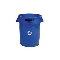 Rubbermaid Commercial Brute Recycling Container, Round, Plastic, 32 gallon, Blue (263273BE)