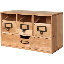 Rustic Desktop Wooden Office Organizer Drawers / Craft Supplies Holder Storage Cabinet, Brown – MyGift