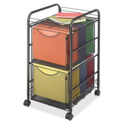 Safco Products 5212BL Onyx Mesh File Cart with 2 File Drawers, Letter Size, Black