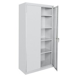 Sandusky Lee CA41361872-05, Welded Steel Classic Storage Cabinet, 4 Adjustable Shelves, Locking Swing-Out Doors, 72″ Height x 36″ Width x 18″ Depth, Dove Gray