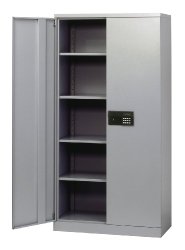 Sandusky Lee KDE7236-05 Dove Gray Steel SnapIt Storage Cabinet, Keyless Electronic Lock, 4 Adjustable Shelves, 72″ Height x 36″ Width x 18″ Depth