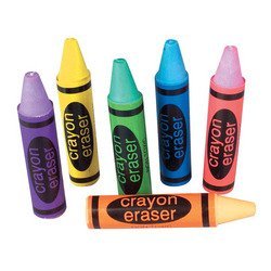 Set Of 36-Crayon Shaped Erasers-Assorted Colors. 3 Inch