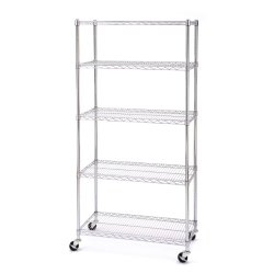 Seville Classics 5 Shelf, 18-Inch by 36-Inch by 72-Inch Shelving System with Wheels, NSF