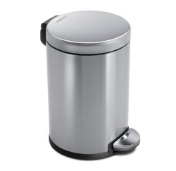 simplehuman Mini Round Step Trash Can, Stainless Steel, 4.5 L / 1.2 Gal