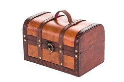 Small Wood and Leather Decorative Chest By Trademark Innovations