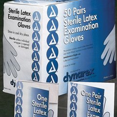 Sterile Latex Exam Gloves, Individual Peel-Open Package, Large, Box of 50 Pairs
