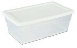 Sterilite 16428012 6-Quart Storage Box, White Lid with See-Through Base, 12-Pack