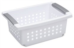 Sterilite 16608006 Small White Stacking Basket with Titanium Accents, 6-Pack
