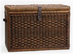The Basket Lady Wicker Storage Trunk, Medium, Antique Walnut Brown