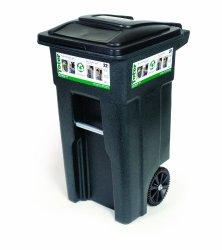 Toter 025532-R1GRS Residential Heavy Duty 2-Wheeled Trash Can with Attached Lid, 32-Gallon, Greenstone