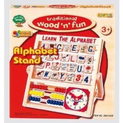 Traditional Wood ‘N’ Fun Alphabet Stand, Tell the Time and Abacus