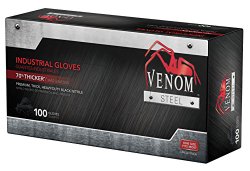 Venom Steel Premium Industrial Nitrile Gloves, Black (Pack of 100)