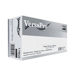 VersaPro 115L100 Vinyl Exam Gloves, Powder-Free, Large (Pack of 100)