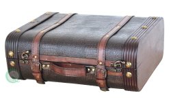 Vintique Wood Decorative Wooden Leather Suitcase