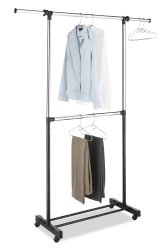 Whitmor 6021-3081-BB Adjustable Two Rod Garment Rack
