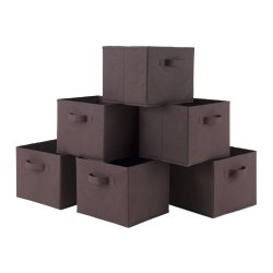 Winsome Wood Capri Folding 6-Piece Fabric Basket Set, Chocolate