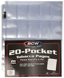 20 (Twenty Pages) – BCW Pro 20-Pocket Tobacco Page (T206, Allen & Ginter Mini Card & Other Smaller Trading Cards)