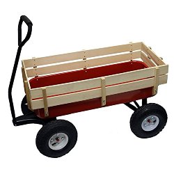 All Terrain Wagon Big Wheel Garden Red Steel Full Size Wood Cargo Sides Kids Childrens