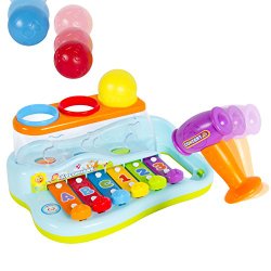 Best Choice Products® Musical Rainbow Xylophone Piano Pounding Bench for Kids with Balls and Hammer