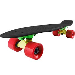 Cal 7 Penny Style Skateboard Complete 22 Inch Standard Cruiser (Black/Yellow+Green/Red)