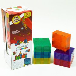 Clear Colors Magnetic Tiles Building Set 30 Piece Square Tile Set