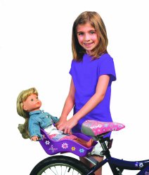 Doll Bicycle Seat – “Ride Along Dolly” Bike Seat (Purple) with Decorate Yourself Decals (Fits American Girl and Stuffed Animals)