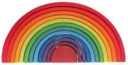 Grimm’s Extra Large 12-Piece Rainbow Stacker – Wooden Nesting Puzzle/Creative Building Blocks