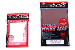 KMC Hyper Mat Sleeve Red (80-Pack) + 100 Pochettes Card Barrier Perfect Size Soft Sleeves Value Set !