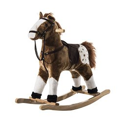 Qaba Kids Plush Rocking Horse Pony w/ Realistic Sounds – Brown