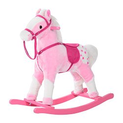 Qaba Kids Plush Rocking Horse Pony w/ Realistic Sounds – Pink