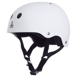 Triple 8 Brainsaver Rubber Helmet with Sweatsaver Liner (White Rubber, Medium)