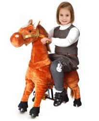 UFREE Horse, Action Pony, Walking Horse Toy, Giddy up Go Go Go for Kids Aged 3-5 Years Old, Rocking Horse Plush Fur, Really Go with Wheels,Height 35”