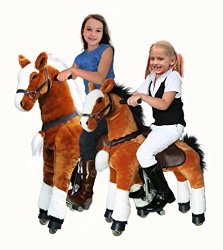UFREE Large Mechanical Rocking Horse Toy, Ride on Bounce up and Down and Move, 44” for Children 4 to 15 Years Old (Black Mane&Tail)