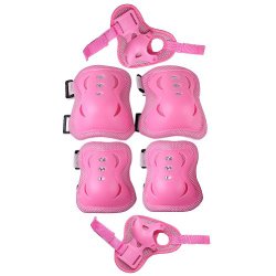 Ushoppingcart Duralbe Kid Bike Bicycle Cycling Roller Skating Knee Elbow Wrist Protective Pads for Skateboard Biking Mini Bike Riding and Other Extreme Sports (Pink)