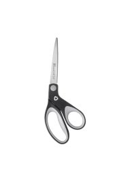 Westcott 8-Inch KleenEarth Soft Handle Bent Scissors, Black/Gray