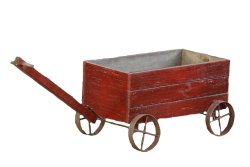 Your Heart’s Delight Wooden Cart with Metal Wheels, 16-1/4 by 8-1/2 by 9-1/2-Inch, Distressed Burgundy
