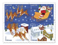 2012 Santa and Sleigh Sheet (20 x Forever Stamp)
