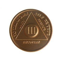 3 Year Bronze AA (Alcoholics Anonymous) – Sober / Sobriety / Birthday / Anniversary / Recovery / Medallion / Coin / Chip