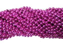 33 inch 07mm Round Metallic Hot Pink Mardi Gras Beads – 6 Dozen (72 necklaces)