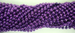 33 Inch 07mm Round Metallic Purple Mardi Gras Beads – 6 Dozen (72 Necklaces)