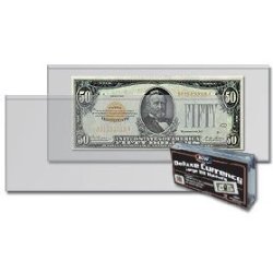 BCW – Deluxe Currency Holder – Large Bill (Dollar) Semi-Rigid Holder – (Pack of 50) – Currency and Coin Collecting Supplies