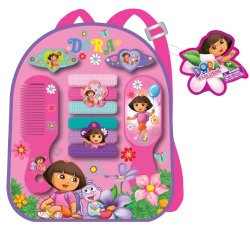 Dora the Explorer 10 Piece Hair Accessory Gift Set with Brush, Comb, Hair Ties, and Snaps!